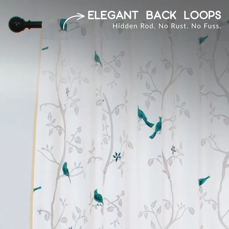 Tranquebar Home Nature Wings Cotton Curtains(Blue) - Set Of Two media 7