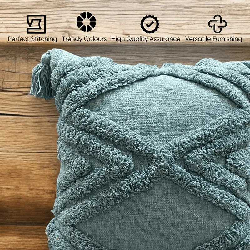 Squish & Stitch Tufted Cushion Cover (Blue) - Set Of Five media 4