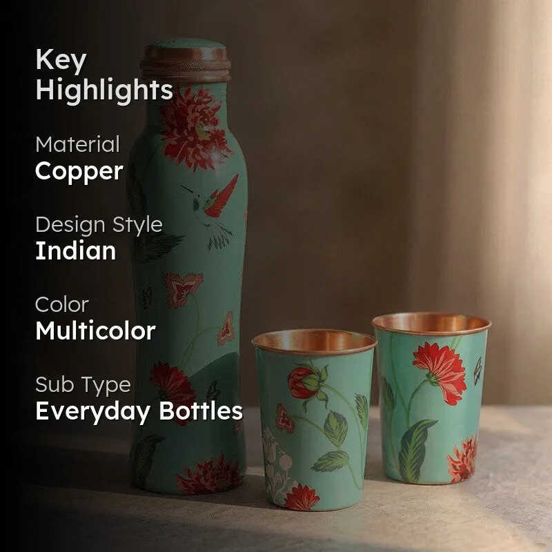 Zinnian Jazz Copper Bottle with Glasses - Three Piece Set - 2