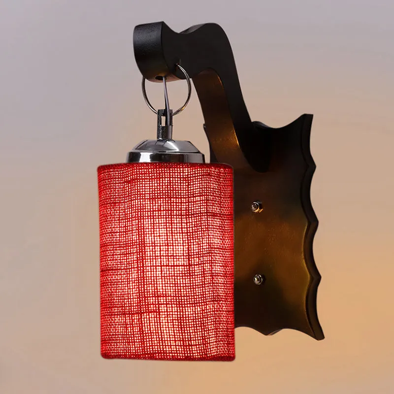 Delphi Jute & Wooden Wall Lamp - Maroon media 4