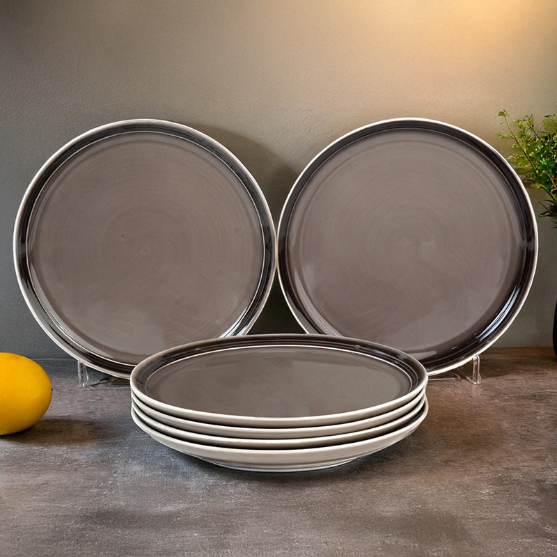 Caspian Porcelain Quarter Plate (Grey) - Set Of Six