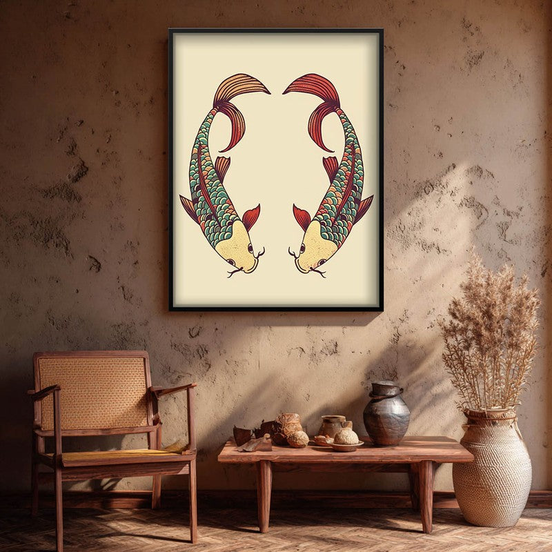 Decorative Bird Illustration Canvas Wall Painting  With Black Frame media 8