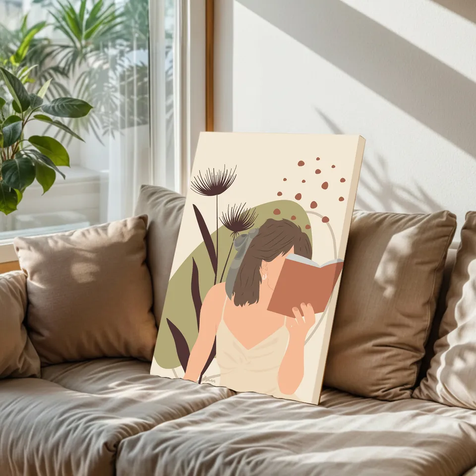 Blush & Sage Cotton Canvas Wall Painting media 6