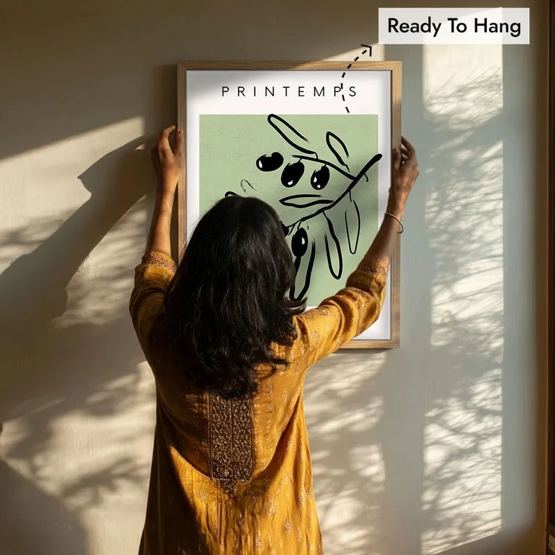 Spring Gestures Canvas Wall Painting With Brown Frame media 8
