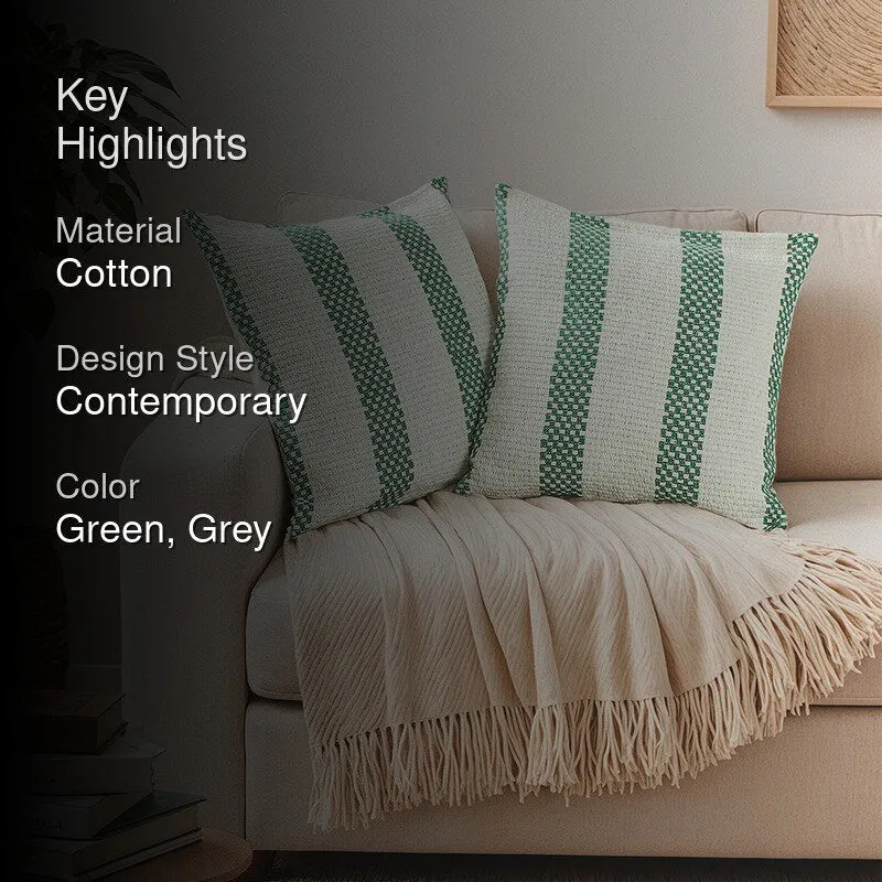 Mysera Charm Cushion Cover (Green,White) - Set Of Two media 2