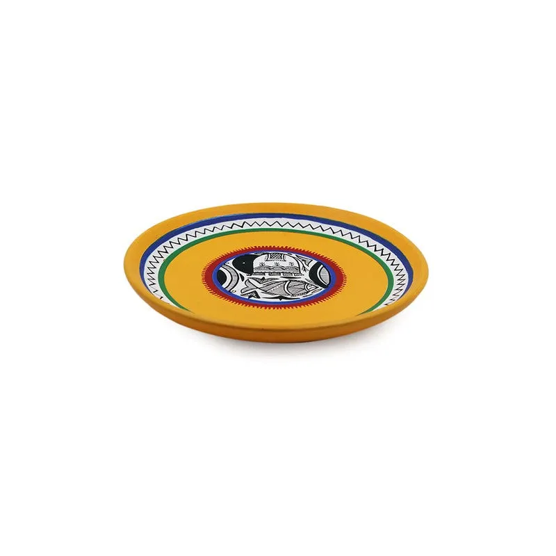 Niara Handpainted Wall Plate (Yellow) - Set Of Two media 4