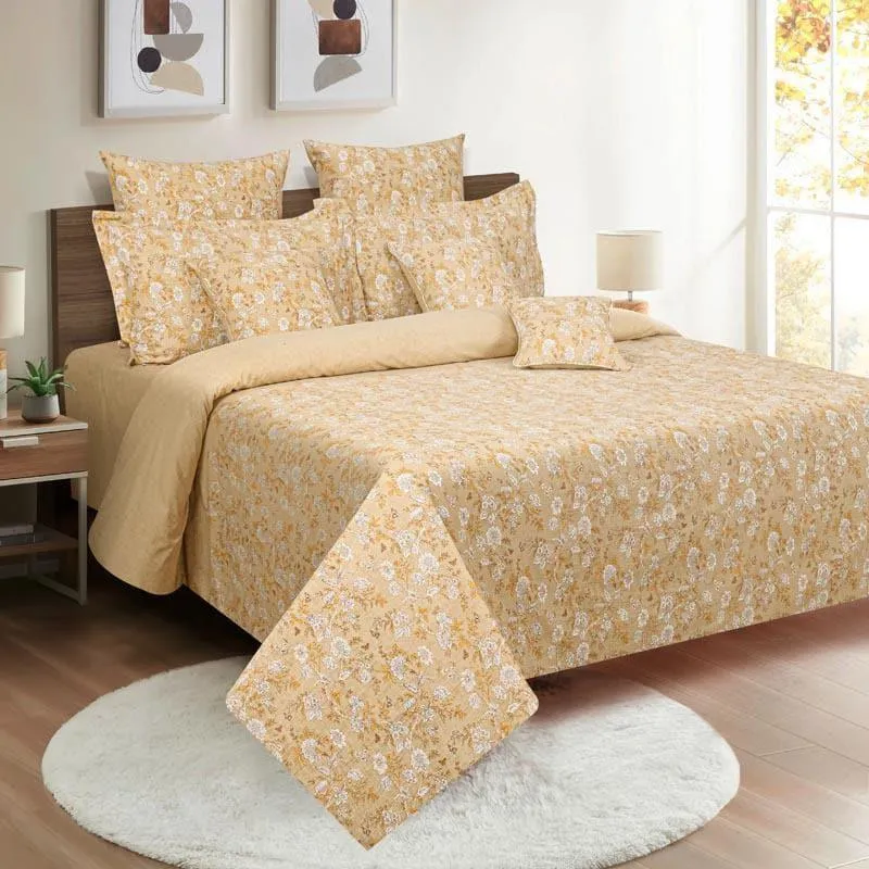 Swayam Arza Floral Cotton Bedsheet (Yellow) - 160 TC media 1