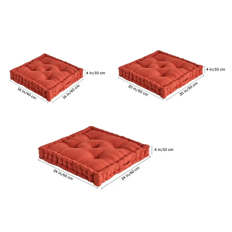 Marlon Cotton Floor Cushion - Rust media 11