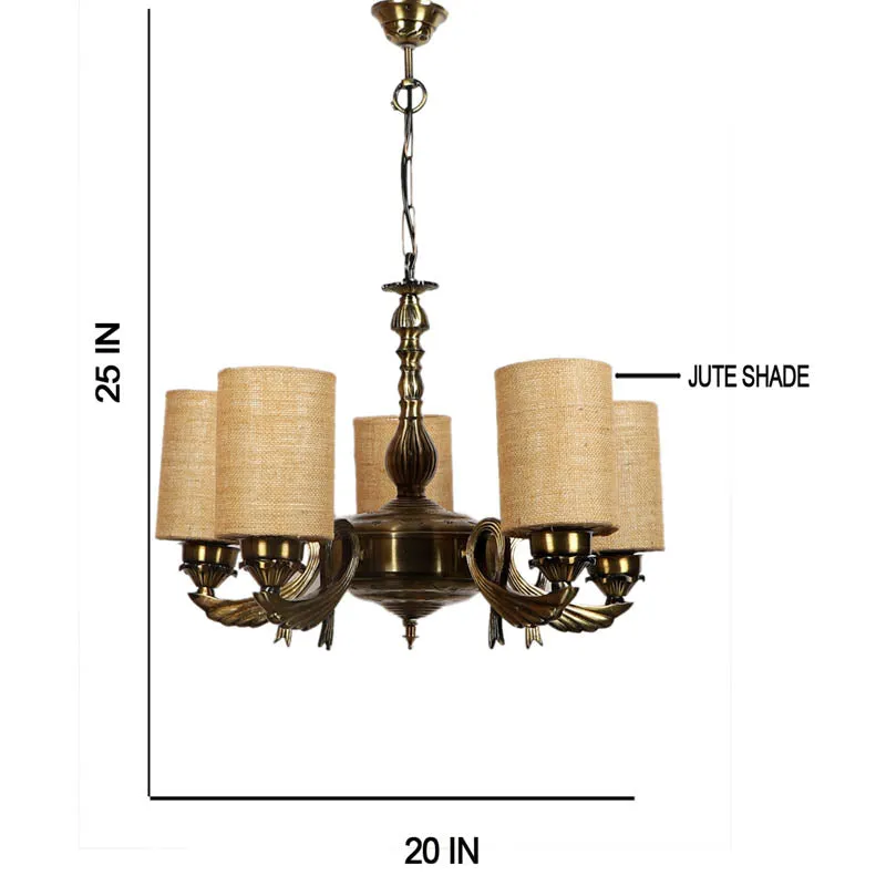 Auric Cylindrical Golden Antique Ceiling Lamp media 6