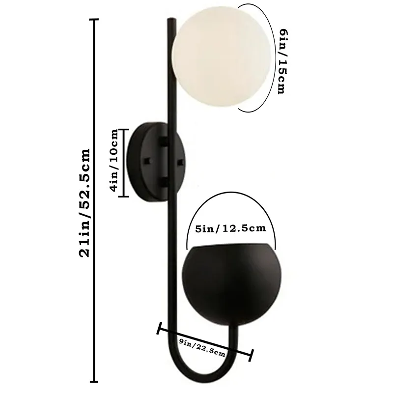 Hymn Sphere Glass & Metal Wall Lamp - Black media 5