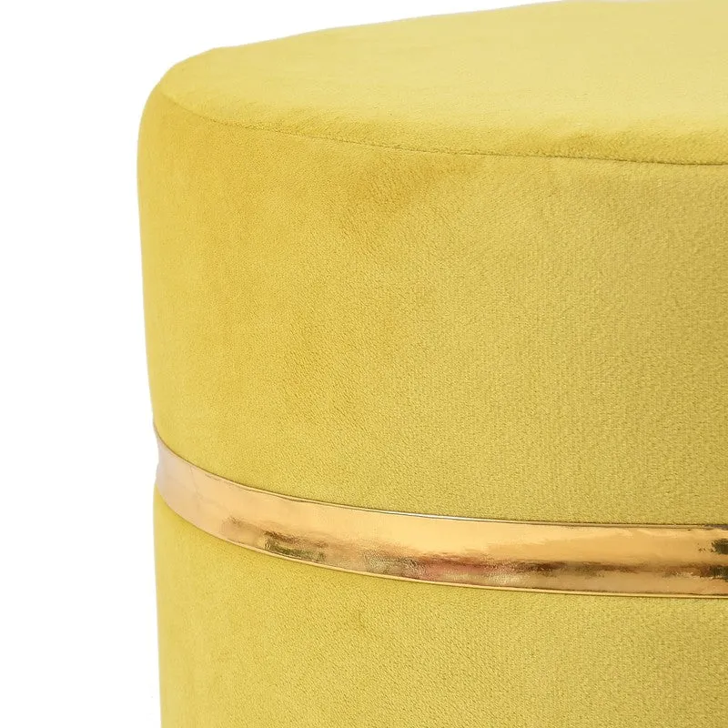 Classic Solid Velvet Ottoman - Yellow media 4