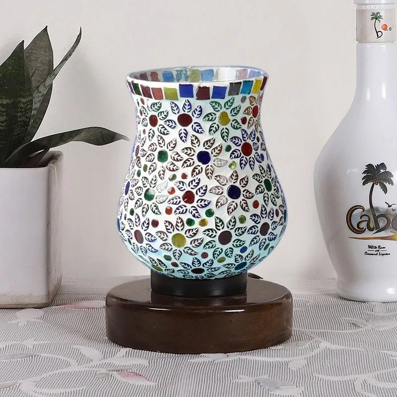 Gleemora Mosaic Glass Table Lamp With Wooden Base - Multicolor media 4