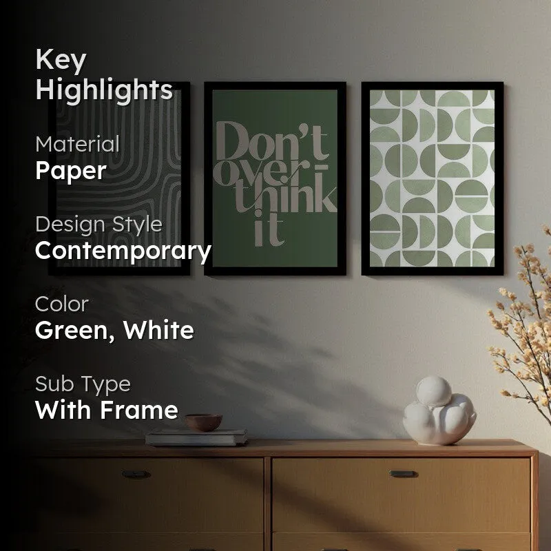 Dont Over Think It Paper Wall Painting With Frame - Set Of Three media 2