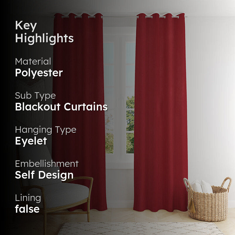 Nisha Blackout Curtain (Maroon) - Set Of Two media 2