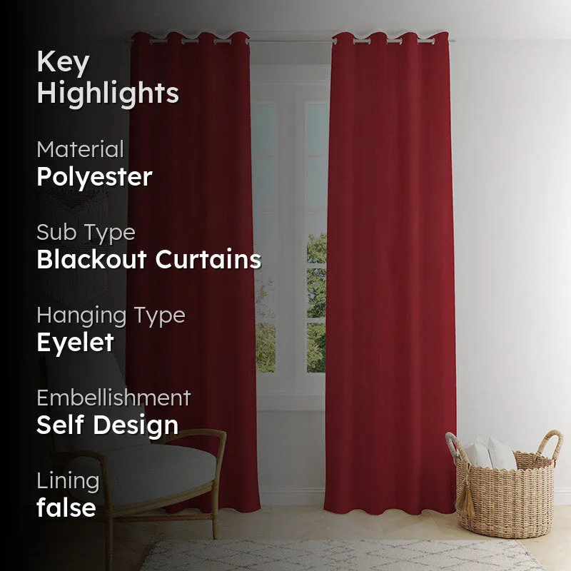 Nisha Blackout Curtain (Maroon) - Set Of Two media 2
