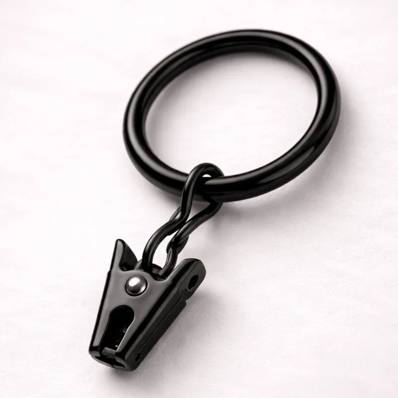 Easy Hang Curtain Rings with Clip (Black) - Set of Twenty One media 5