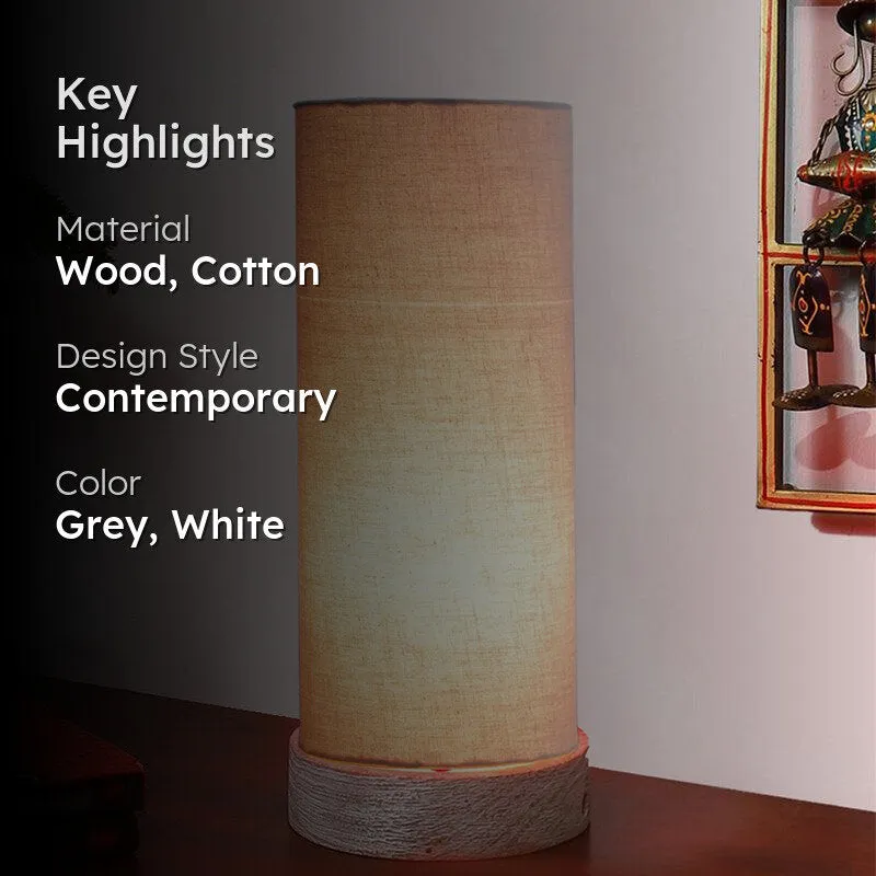 Ocra Tower Wooden Table Lamp - Grey,White media 2