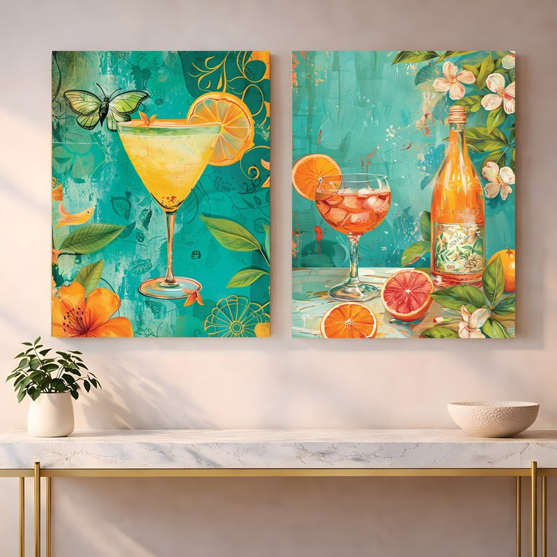Still Refreshments Canvas Wall Art - Set of Two