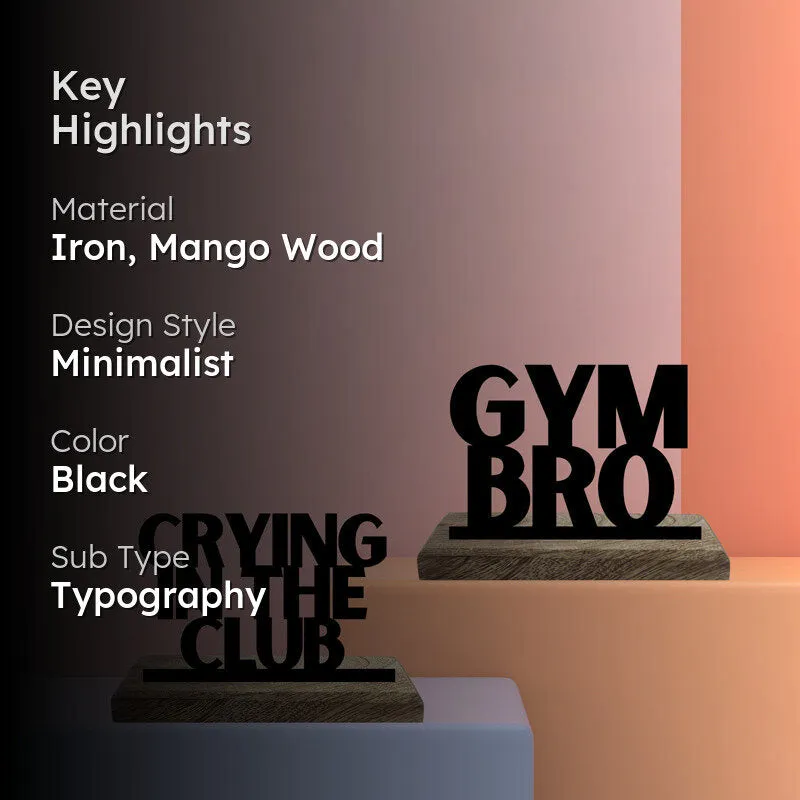 Gym Bro Typography Showpiece - Set Of Two media 2