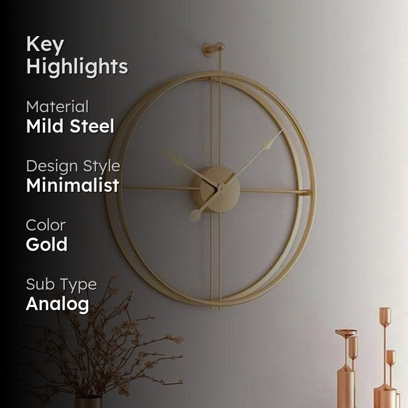 Ticks Silent Wall Clock - Gold media 2