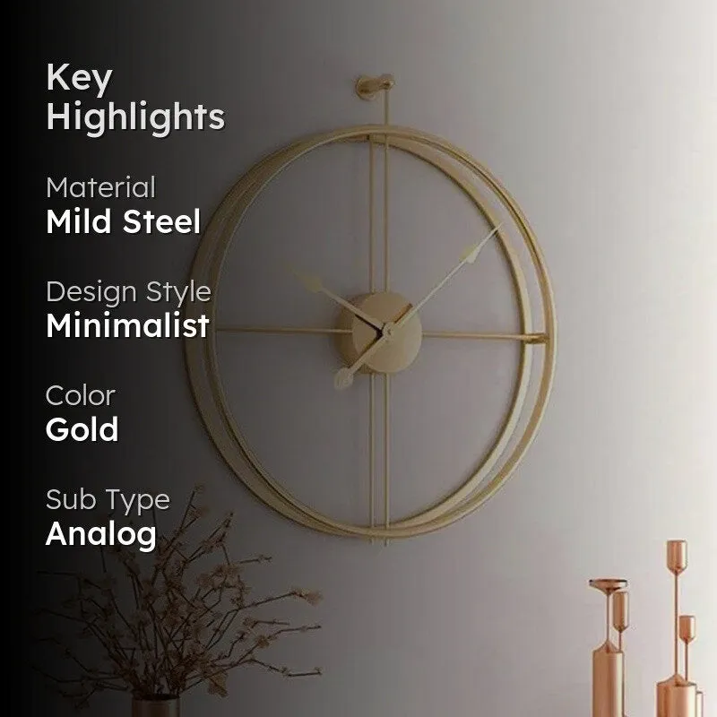Ticks Silent Wall Clock - Gold media 2