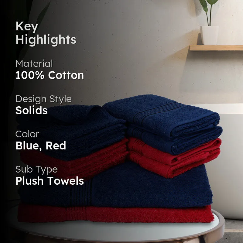 Comfora Towel Set (Red,Blue) - Fourteen Piece Set media 2