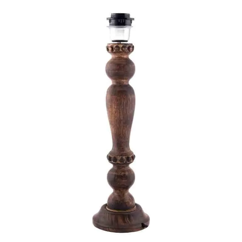 Earthie Wooden Fabric Table Lamp - Brown,Beige media 6