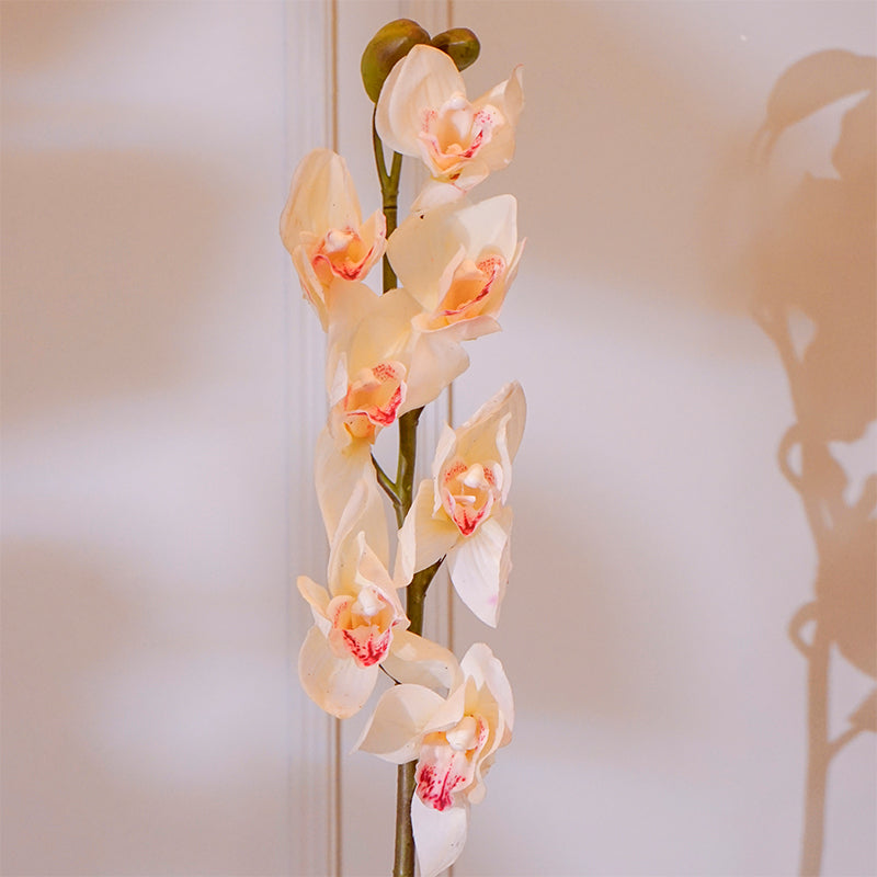 Faux Silicone Cymbidium Orchid Flower Stick (White) - 35 CM media 4
