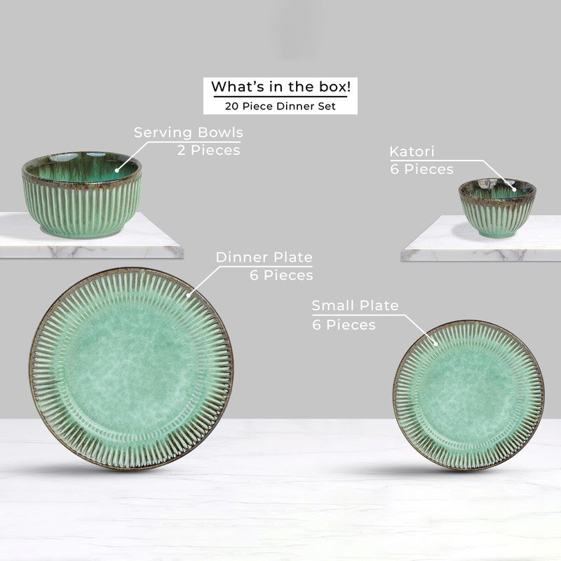 Mintora Green Ceramic Dinner Set - 20 Piece Set media 4