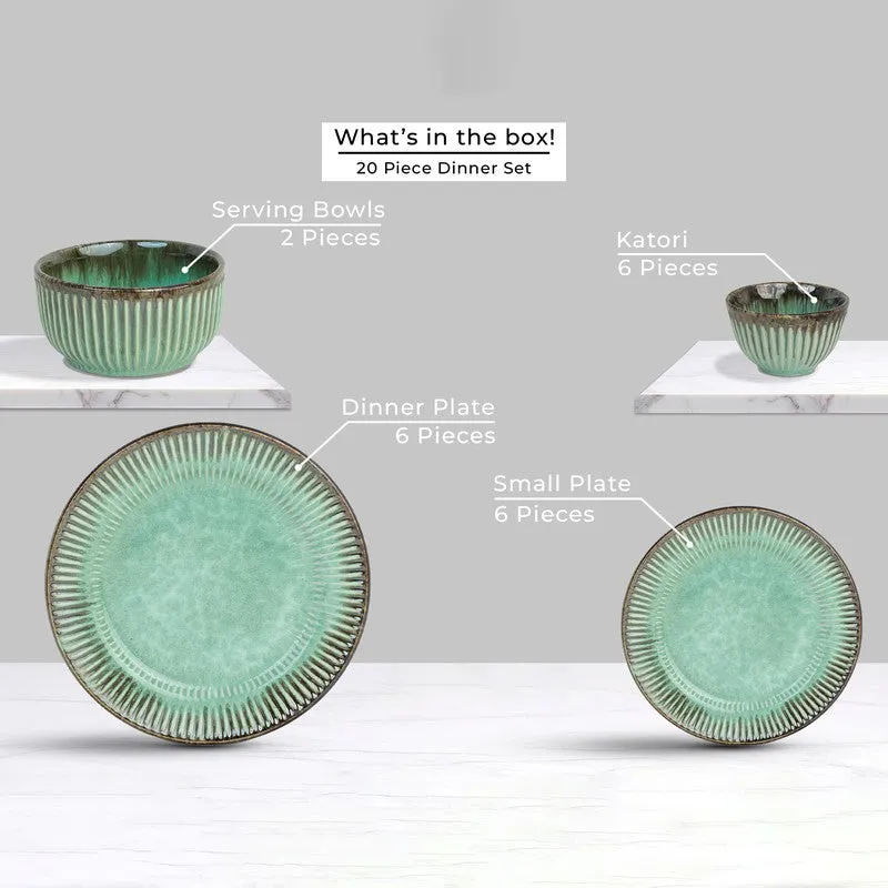 Mintora Green Ceramic Dinner Set - 20 Piece Set media 4
