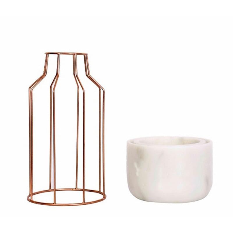 Copper Mesh Eartha Hand Crafted Marble Planter - White media 4