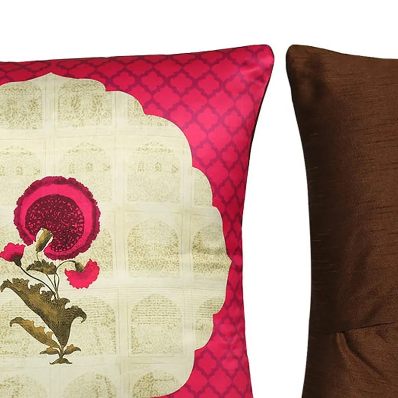 India Circus Poppy Wing Printed Satin Polyester Satin Cushion Cover - Set Of Five media 7