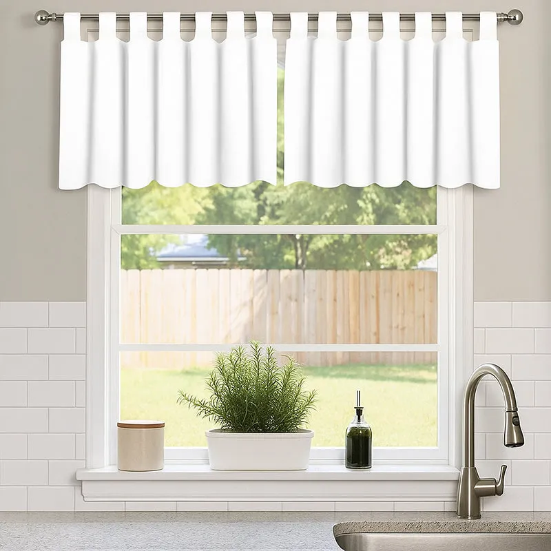 Tab Tale Flat Curtain Valance (White) - Set Of Two media 1