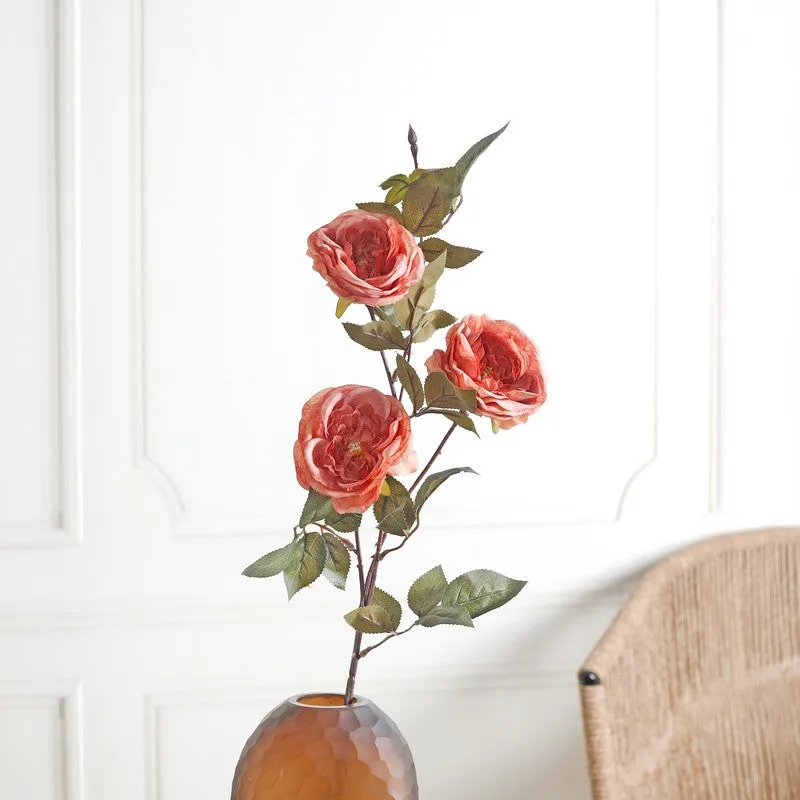 Open Peony Artificial Flower - Rust media 4