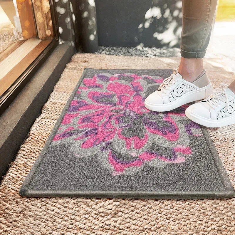 Wynn Floral Nylon Door Mats - Purple,Pink media 1