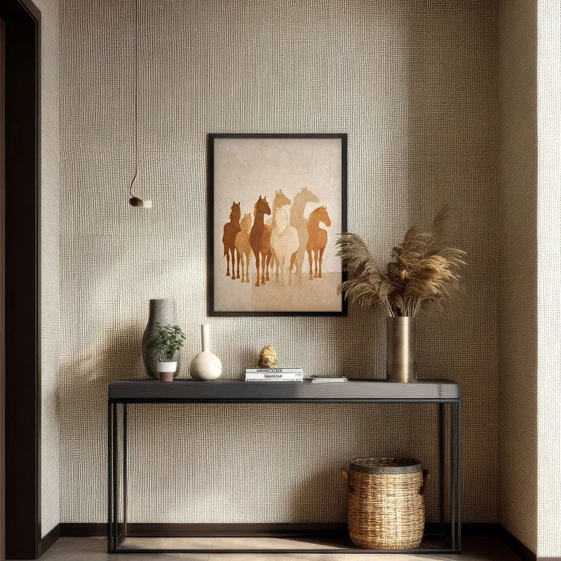 Desert Horse Silhouettes Wall Painting With Black Frame media 7