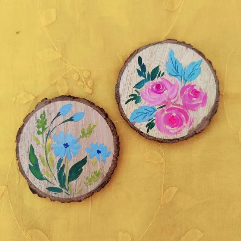 Rose Fusion Handpainted Coaster - Set Of Two media 4