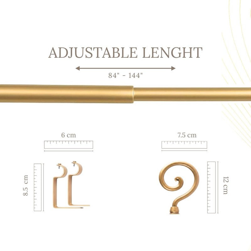 Glissara Extendable 1" Single Curtain Rods With Round Finial & Brackets (Gold) media 5