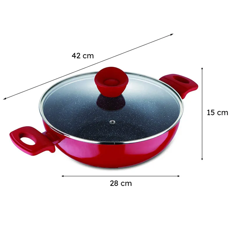 Bergner Bellini Plus Non Stick Kadhai With Lid (Red) - 5200 mL media 7