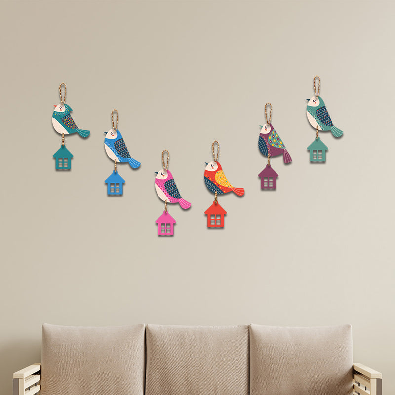 Chirps Of Color MDF Wall Hanging - Set of Six media 4