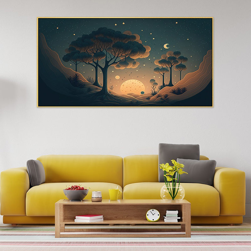 Midnight Moonrise Canvas Wall Painting