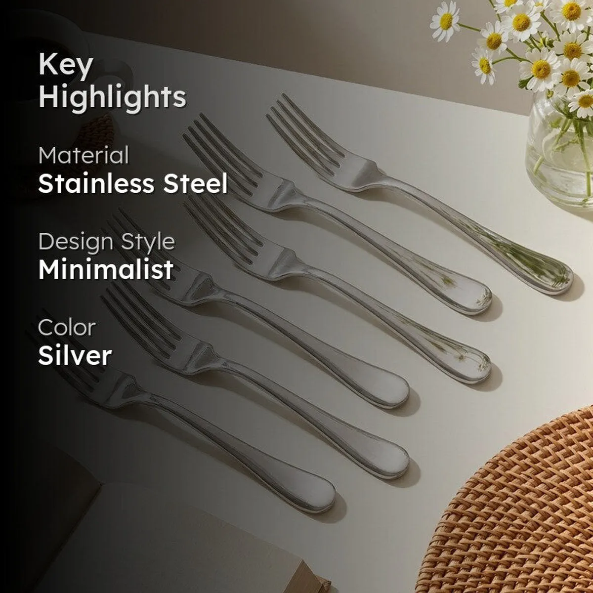 Baguette Stainless Steel Fork - Set of Six - 2