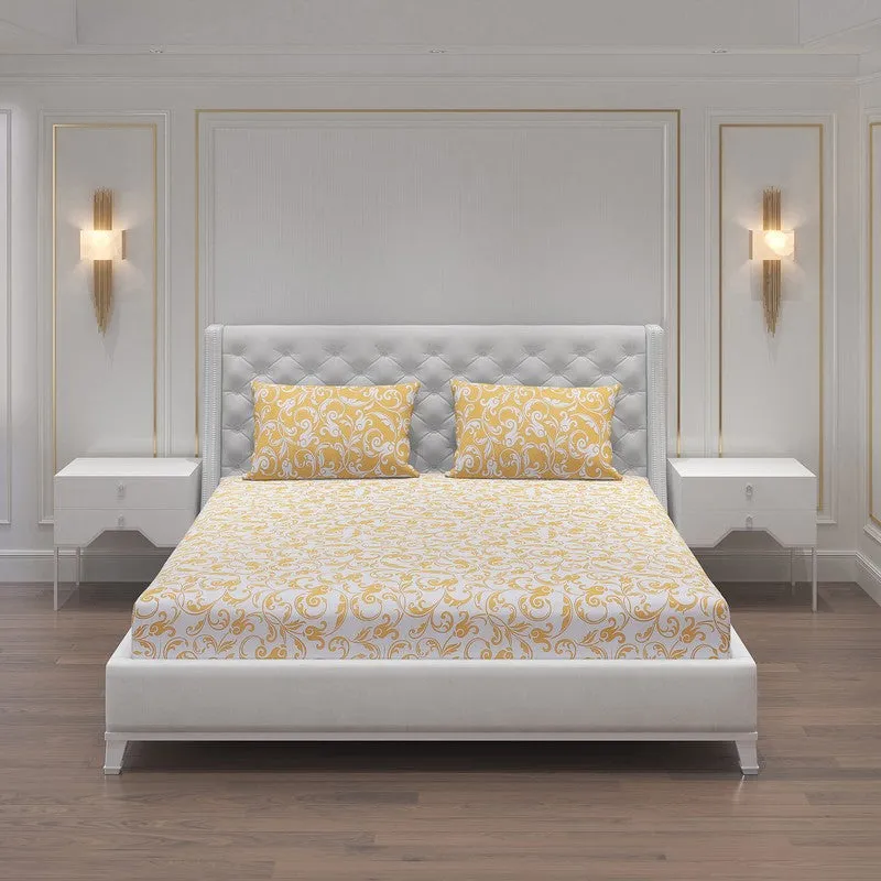 Monte Carlo Amrit Paisley Cotton Bedsheet (Yellow) - 104 TC media 3