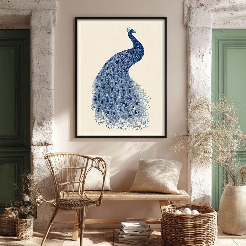 Minimal Peacock Motif Canvas Wall Painting With Black Frame media 3