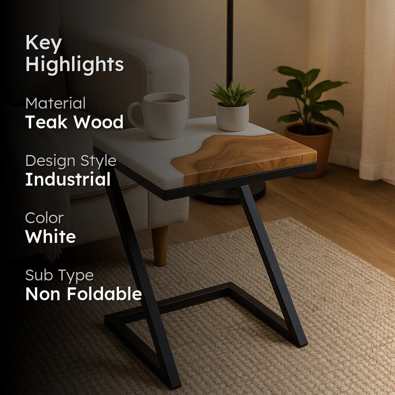 Nirvo Rustic Teak Wood Side Table media 2