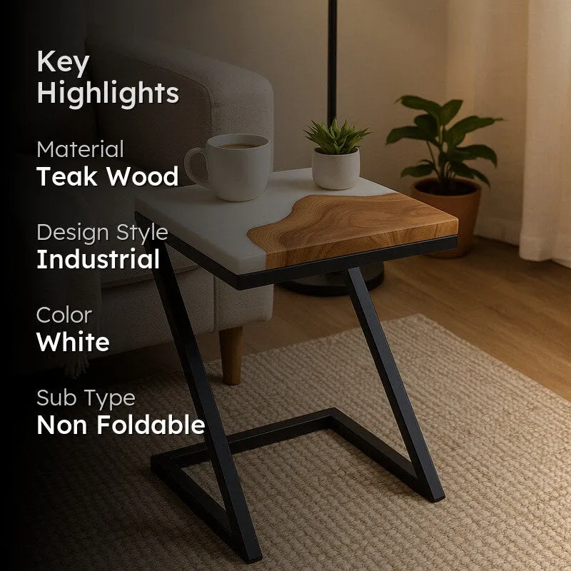 Nirvo Rustic Teak Wood Side Table media 2