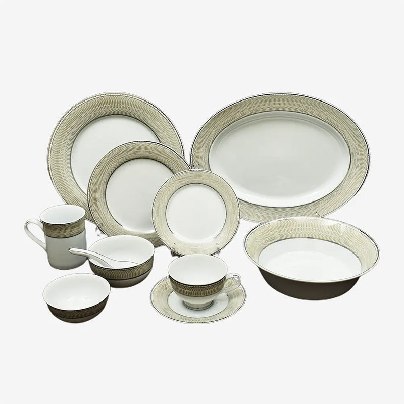 Shine Platine 24k Gold Brushed Porcelain Dinner Set - 21 Piece Set media 11