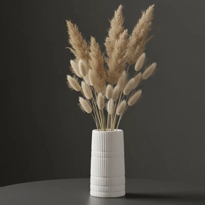 White Ridge Textured Ceramic Vase media 4