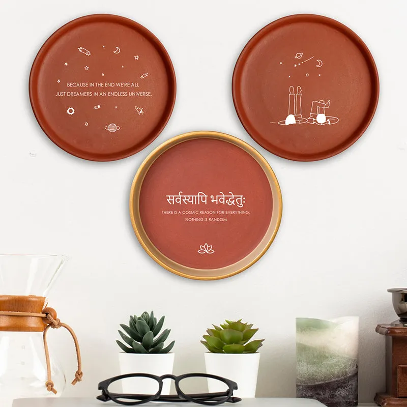 Cosmos Terracotta Wall Plate - Set Of Three media 1