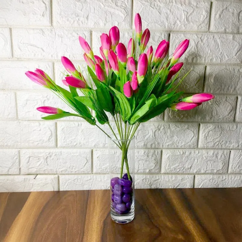 Artificial Flower Bouquet (Pink) Perfect for Living Room & Office media 1